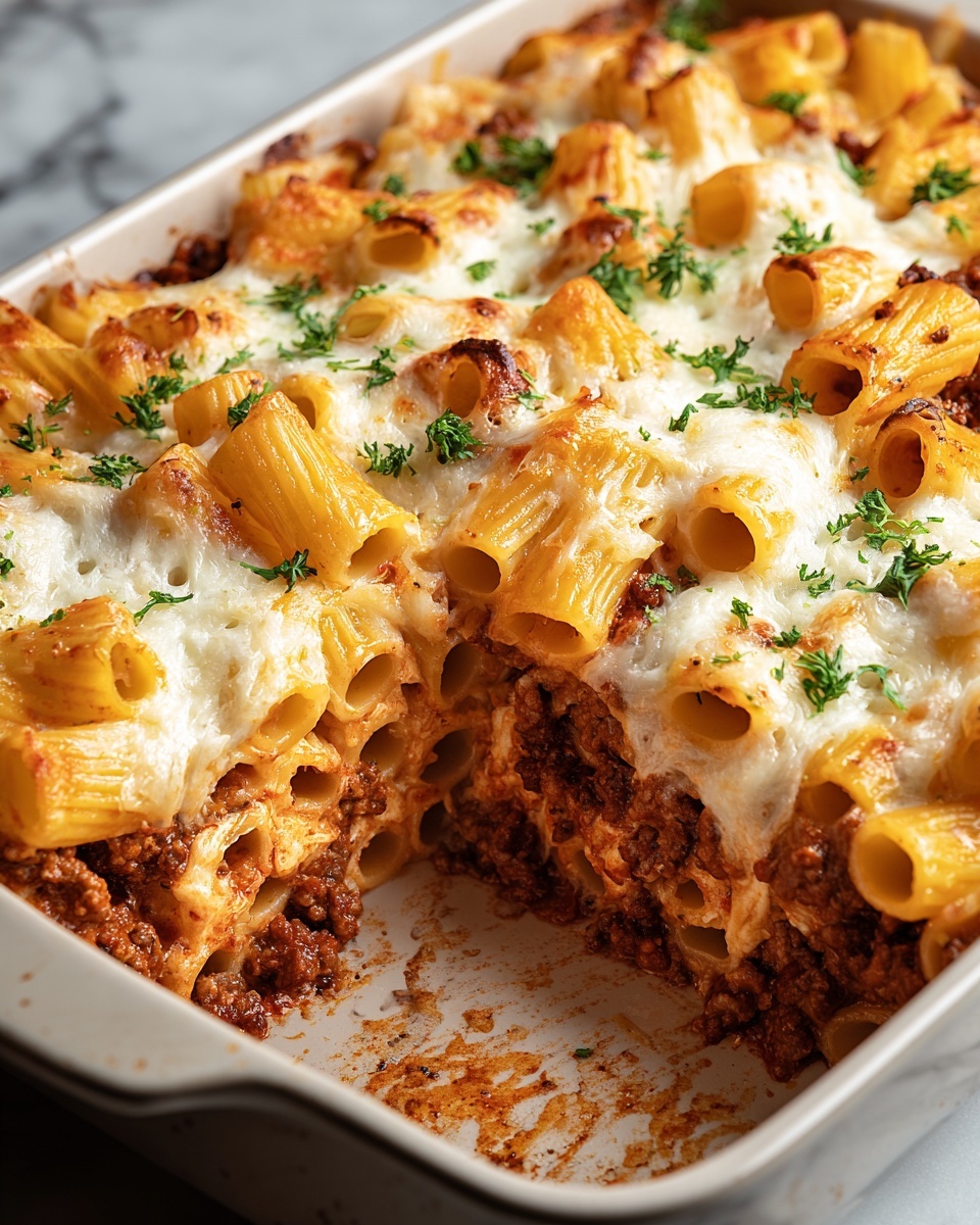 Baked Rigatoni Pasta with Tomato and Cheese Recipe - Recipe Image