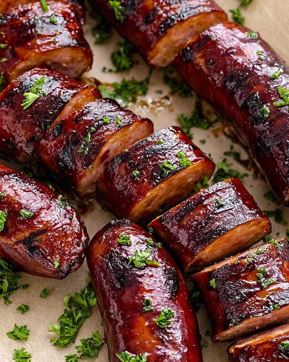 Maple BBQ Hasselback Kielbasa Bites Recipe - Recipe Image