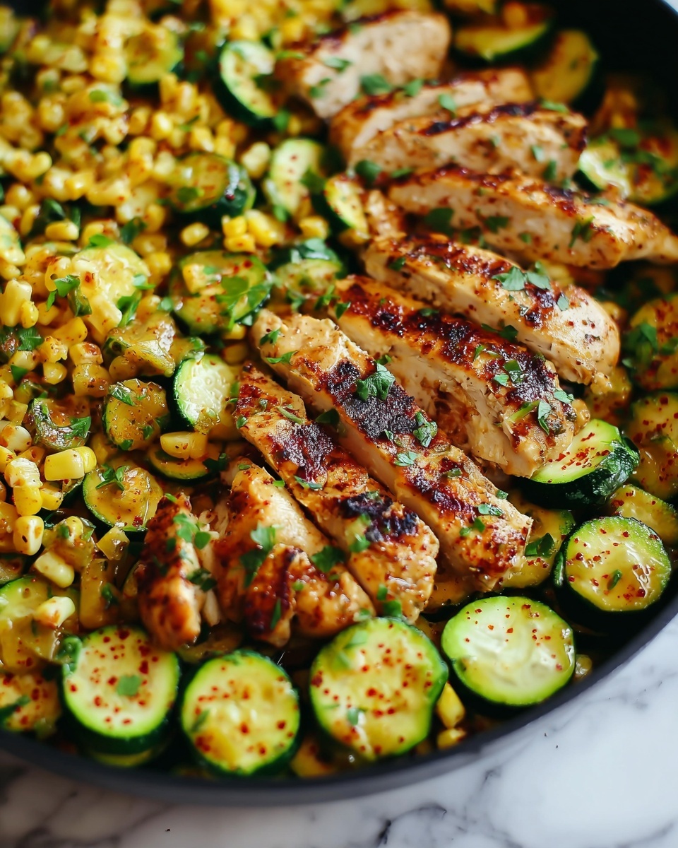 Garlic Butter Chicken with Zucchini & Corn Recipe - Recipe Image