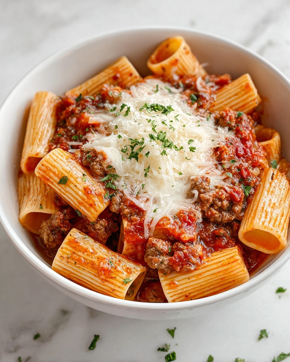 Baked Rigatoni with Ground Beef and Melty Mozzarella Recipe - Recipe Image