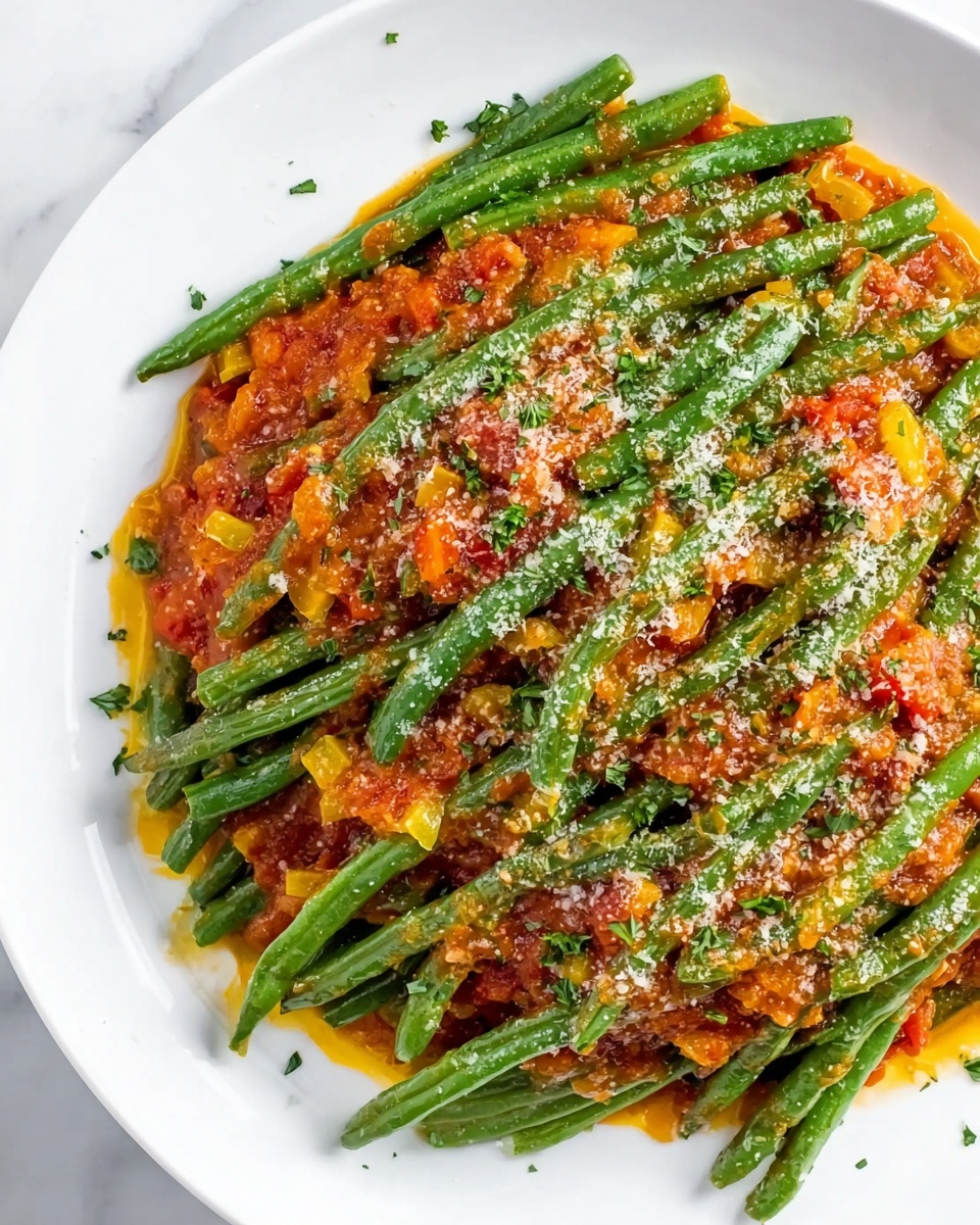 Savory Green Beans with Fresh Tomato Sauce Recipe - Recipe Image