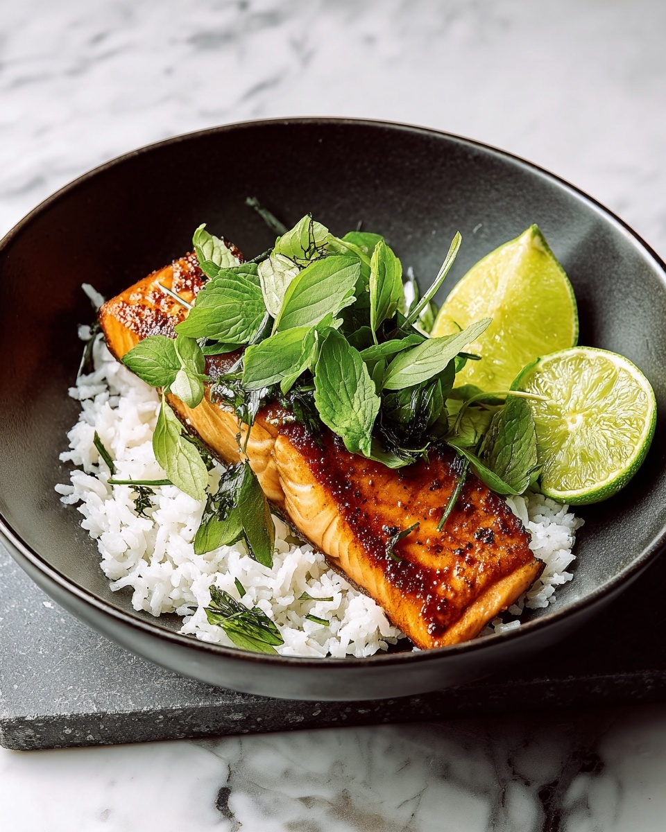 Caramelised Lemongrass Salmon with Coconut Rice Bliss Recipe - Recipe Image