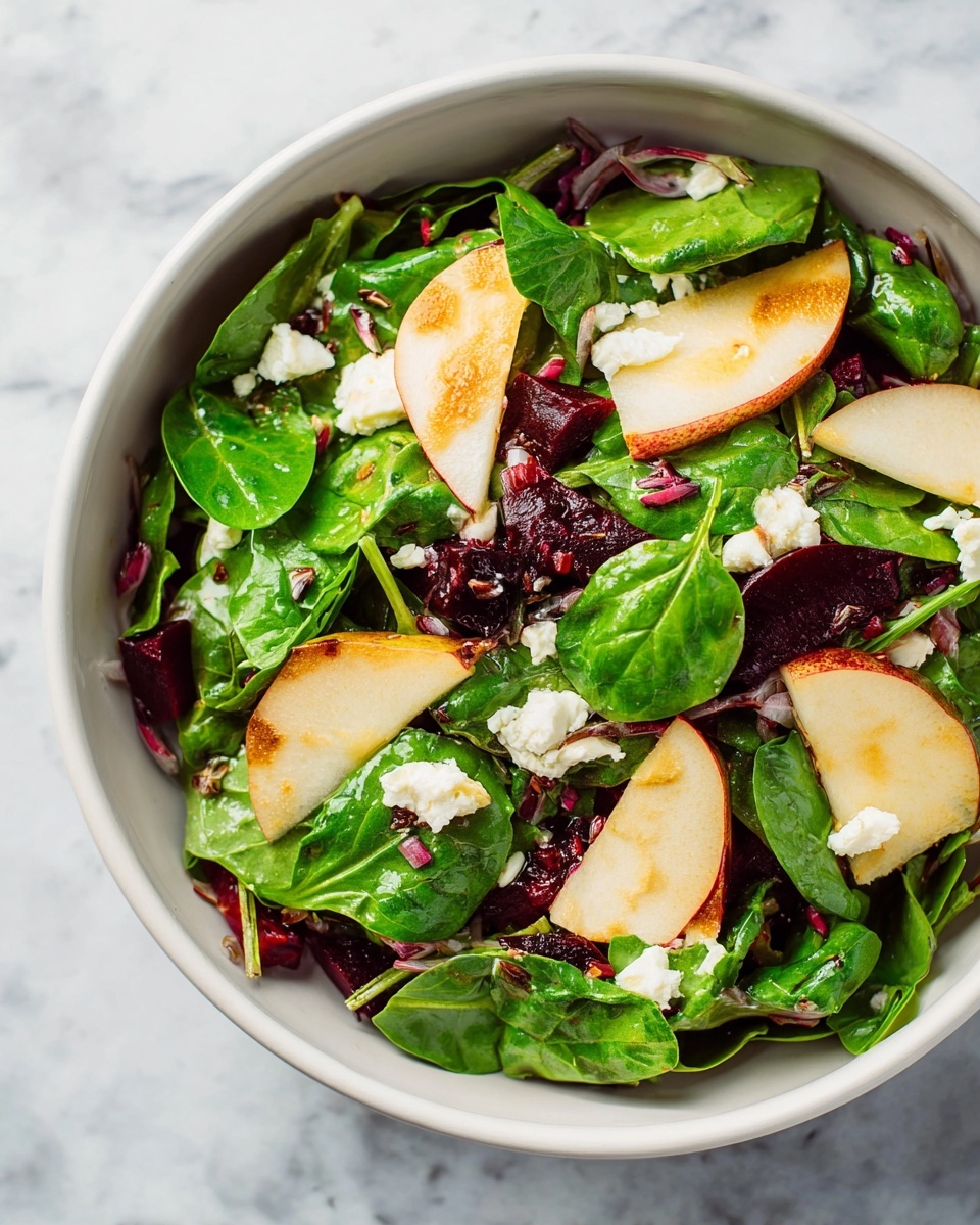 Beet and Spinach Salad with Pears and Goat Cheese Recipe - Recipe Image