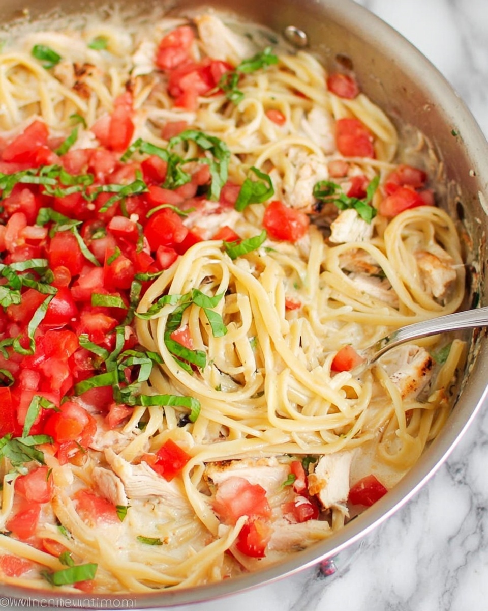 Creamy Tomato Chicken Pasta with Basil and Parmesan Recipe - Recipe Image