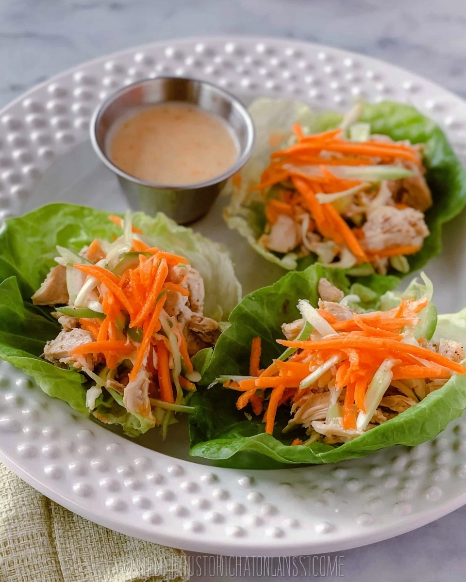 Chicken Lettuce Wraps with Peanut Ginger Sesame Sauce Recipe - Recipe Image
