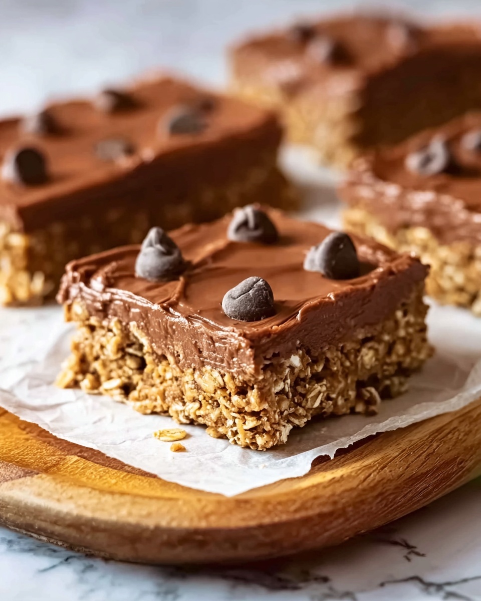 No-Bake Chocolate Oatmeal Cookie Bars Recipe - Recipe Image