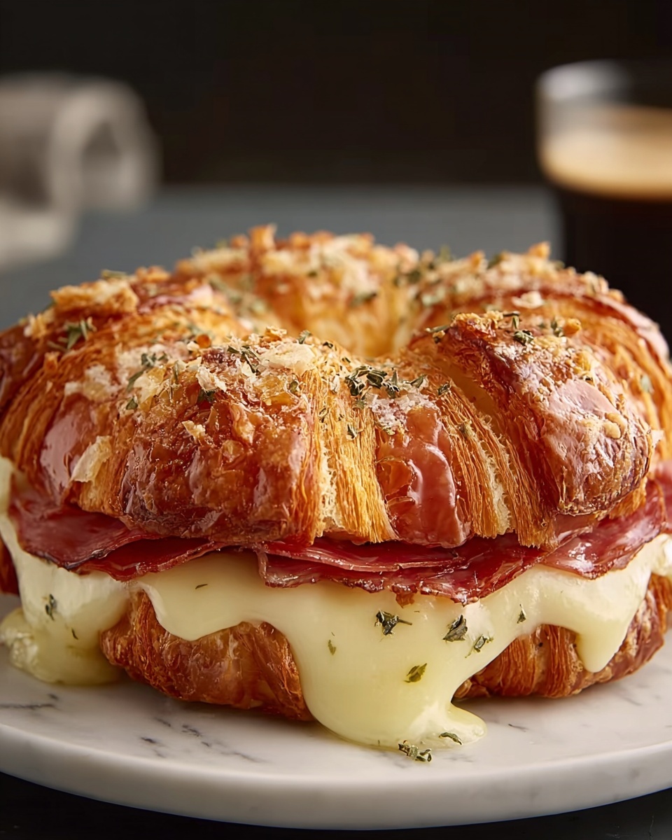 Italian Crescent Ring with Spicy Salami, Pepperoni, and Cheese Recipe - Recipe Image