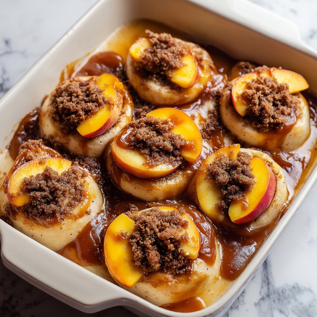 Peach Cobbler Cinnamon Rolls Recipe - Recipe Image
