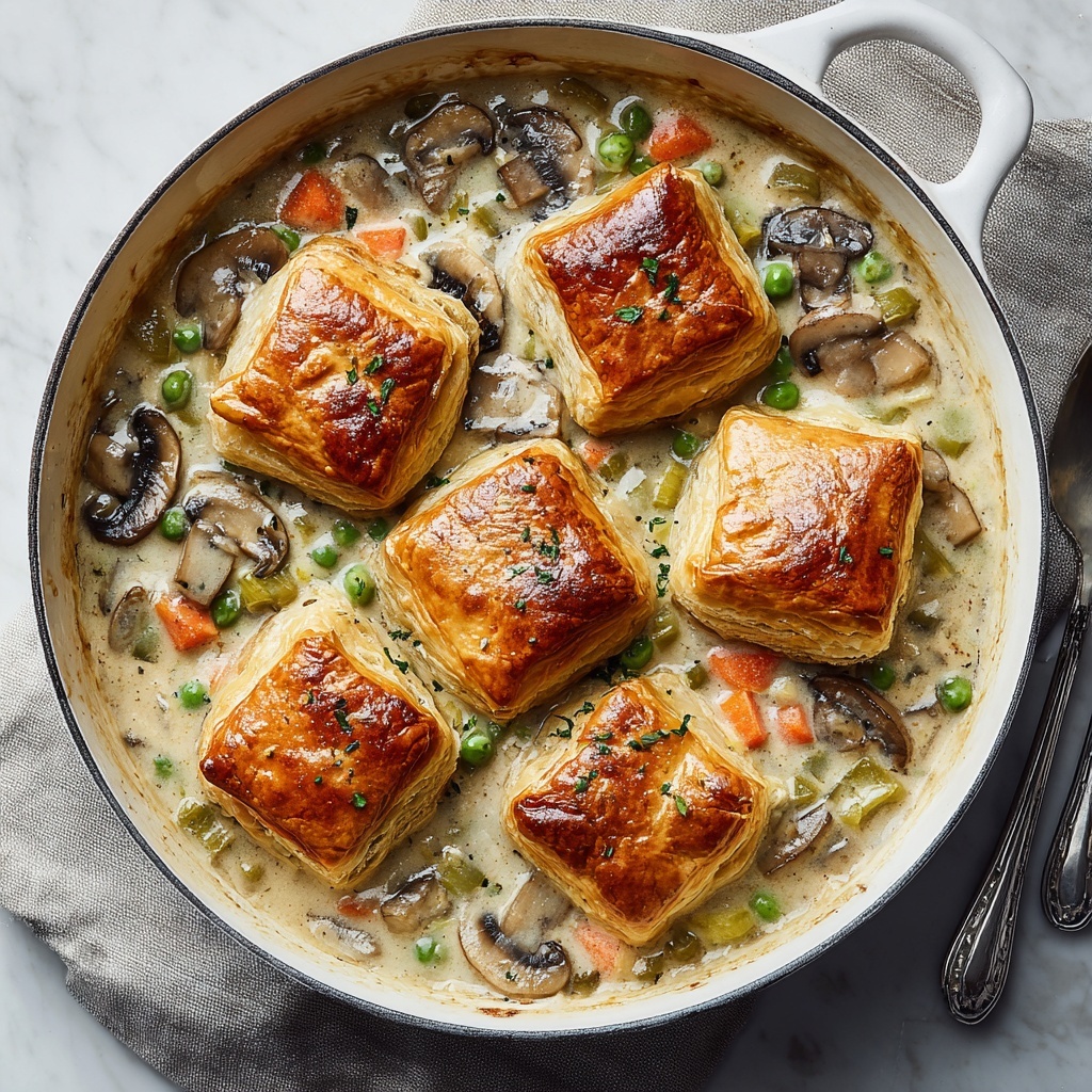 Creamy Vegetable Pot Pie with Puff Pastry Crust Recipe - Recipe Image