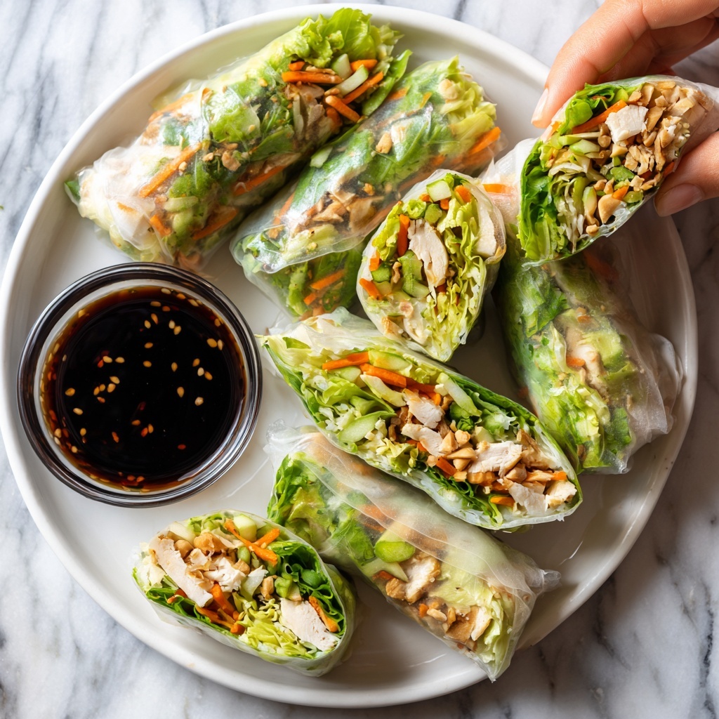 Chicken Spring Rolls with Fresh Vegetables and Sweet Chili Dipping Sauce Recipe - Recipe Image