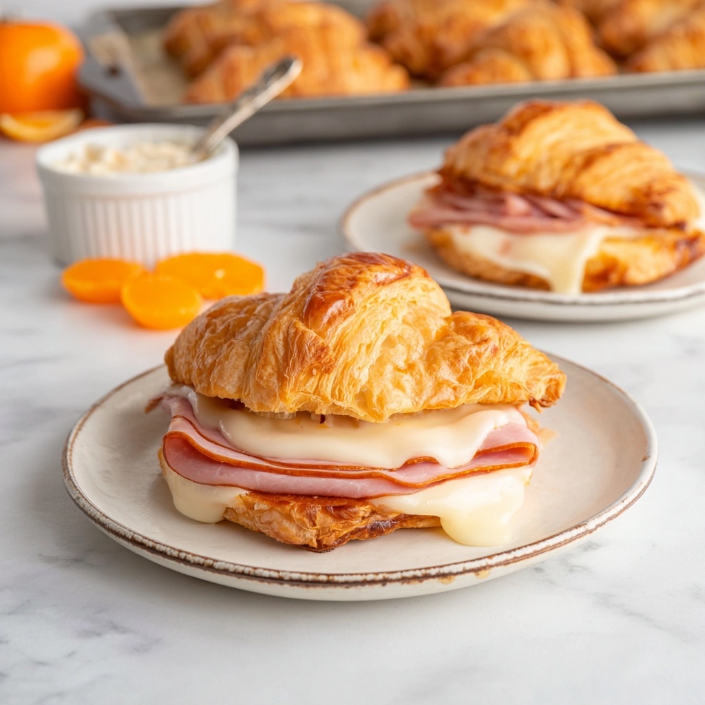 Baked Ham and Cheese Croissants Recipe - Recipe Image