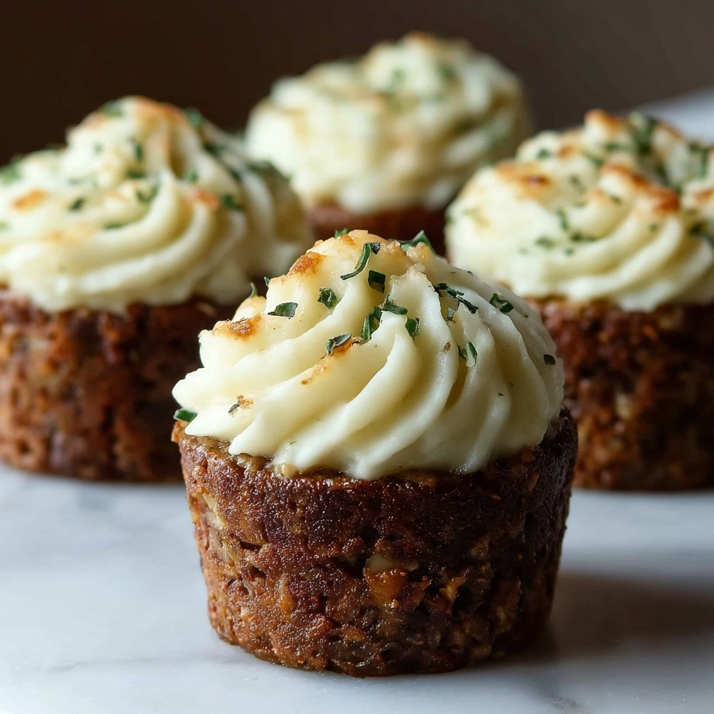 Meatloaf Cupcakes with Whipped Potato Topping Recipe - Recipe Image