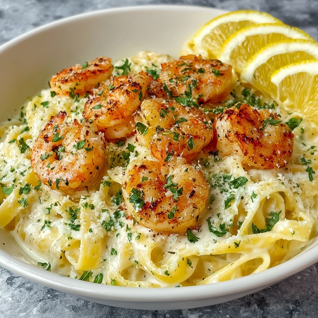 Creamy Garlic Shrimp Alfredo Pasta Recipe - Recipe Image