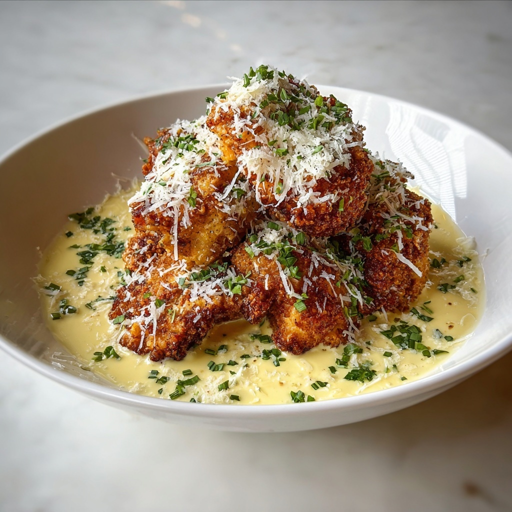 Crispy Parmesan Chicken with Garlic Cream Sauce Recipe - Recipe Image
