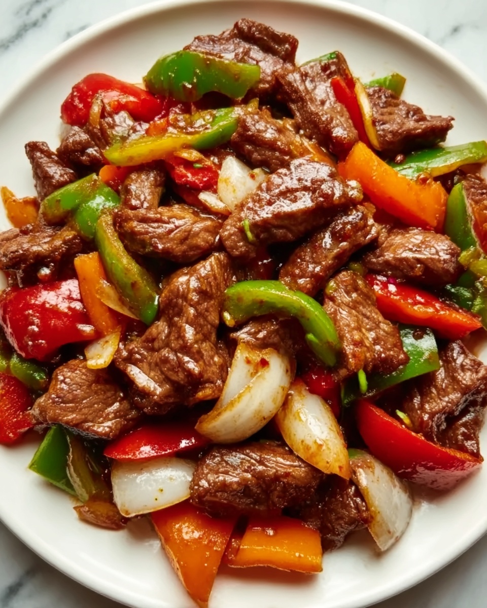 Pepper Steak with Bell Peppers and Onion Recipe - Recipe Image