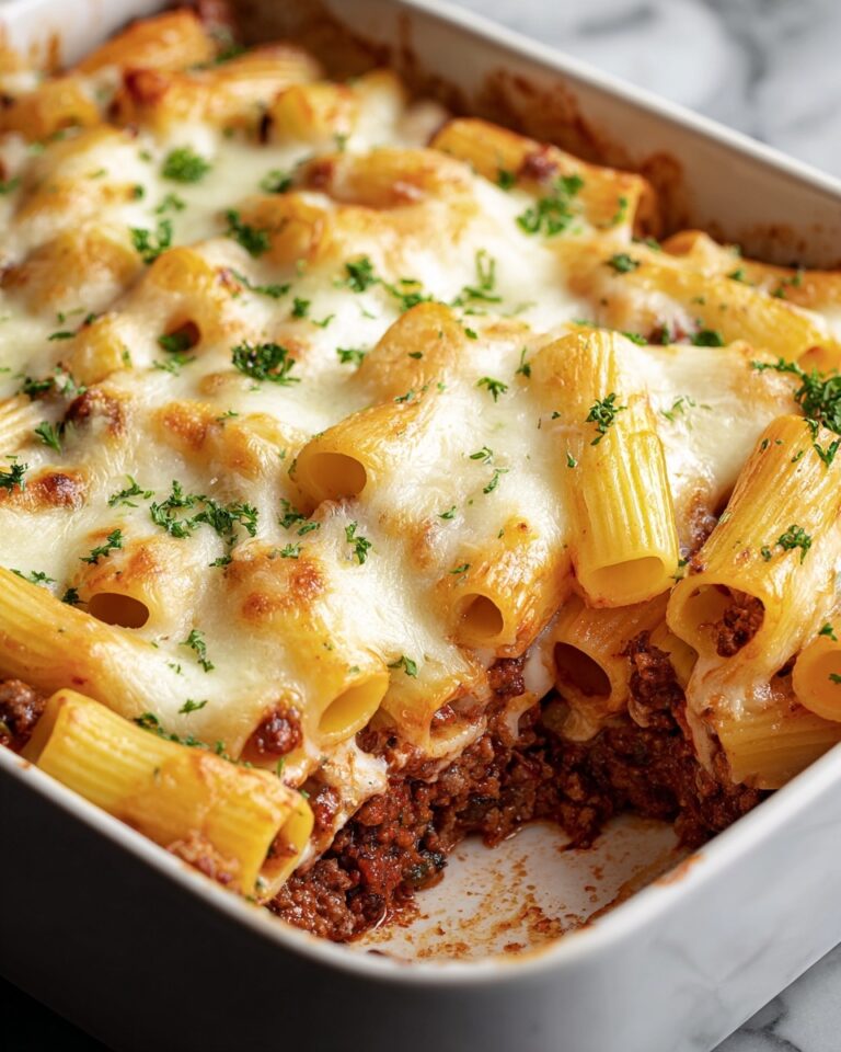 Baked Rigatoni Pasta with Tomato and Cheese Recipe