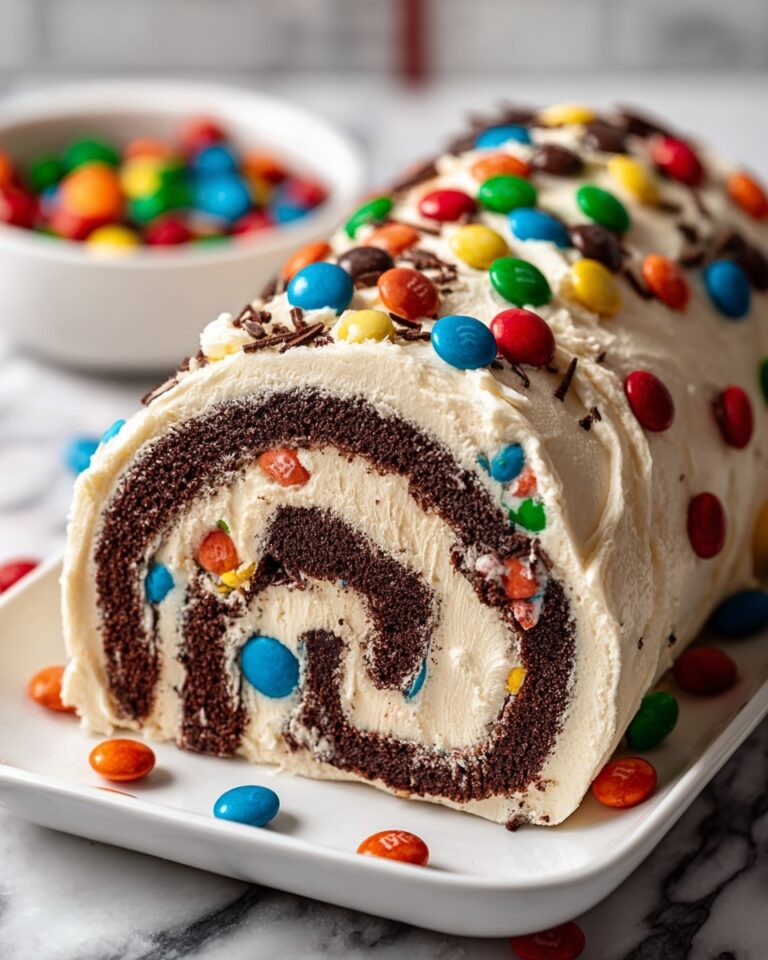 M&M’s Chocolate Chip Cookie Dough Ice Cream Cake Roll Recipe