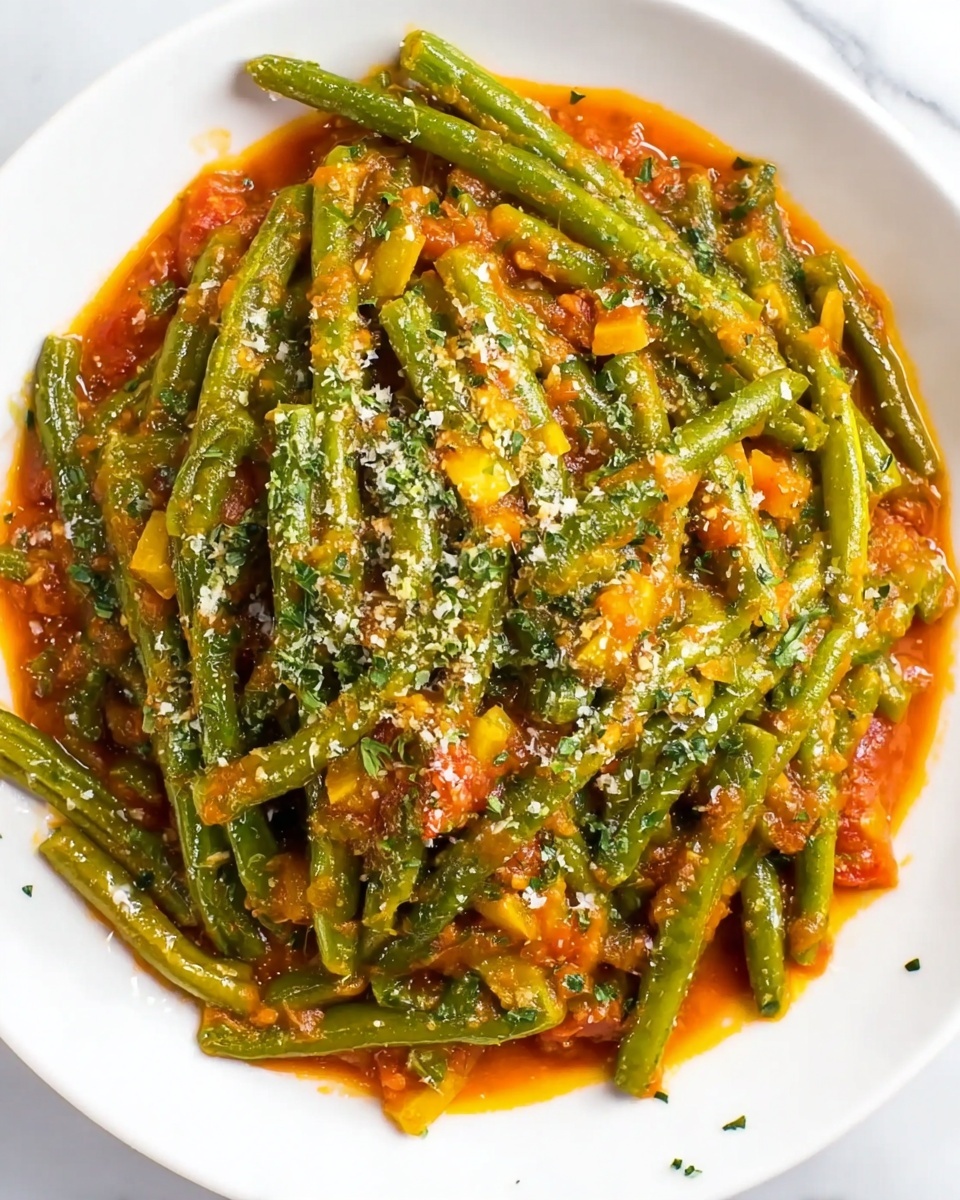 Savory Green Beans with Fresh Tomato Sauce Recipe - Recipe Image