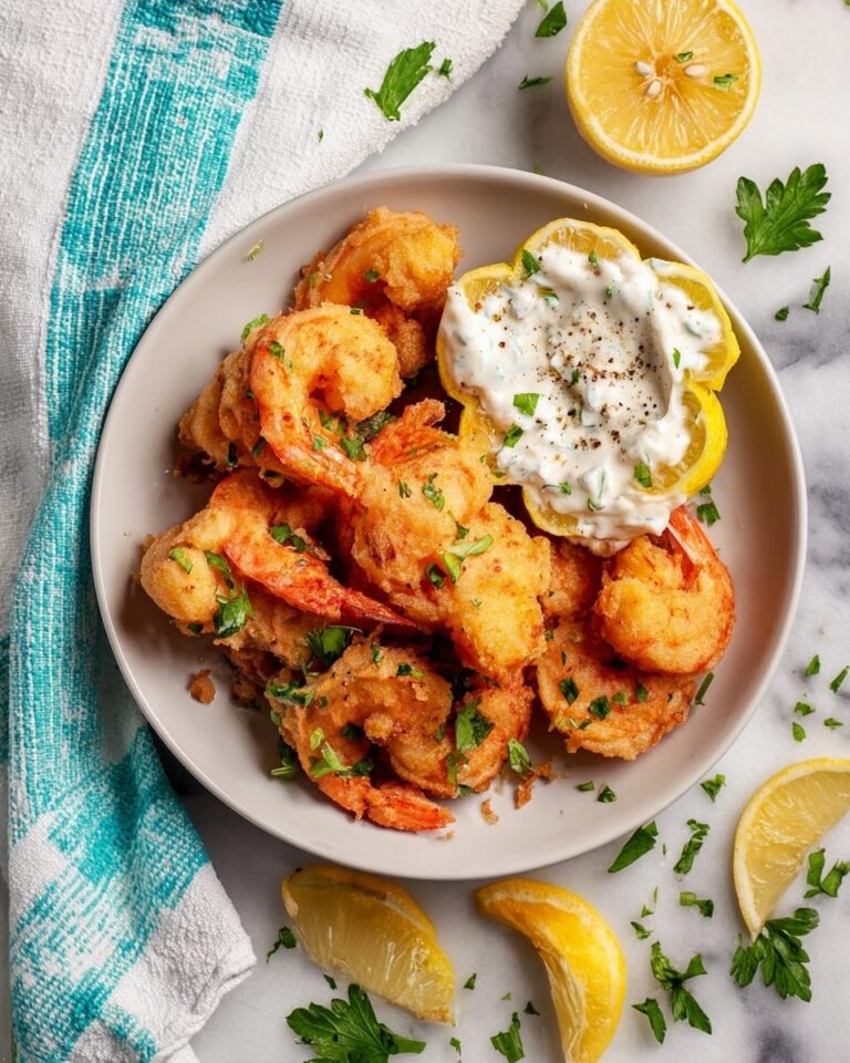 Beer Battered Fried Shrimp Appetizer with Lemon Dipping Sauce Recipe