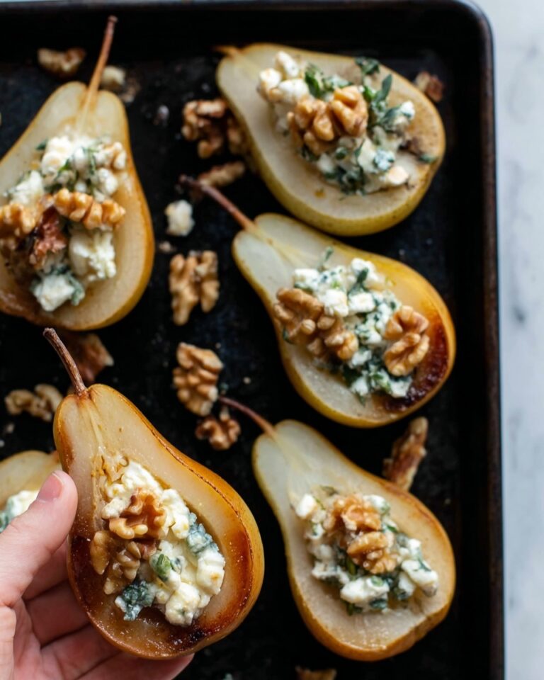 Blue Cheese Stuffed Bosc Pears with Honey and Walnuts Recipe
