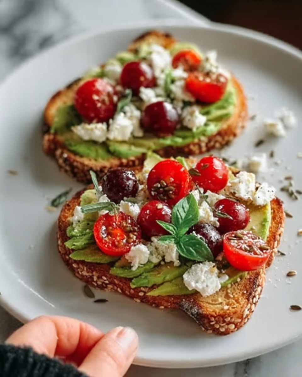 Avocado Feta Toast with Tomato, Cranberries & Olive Oil Recipe - Recipe Image