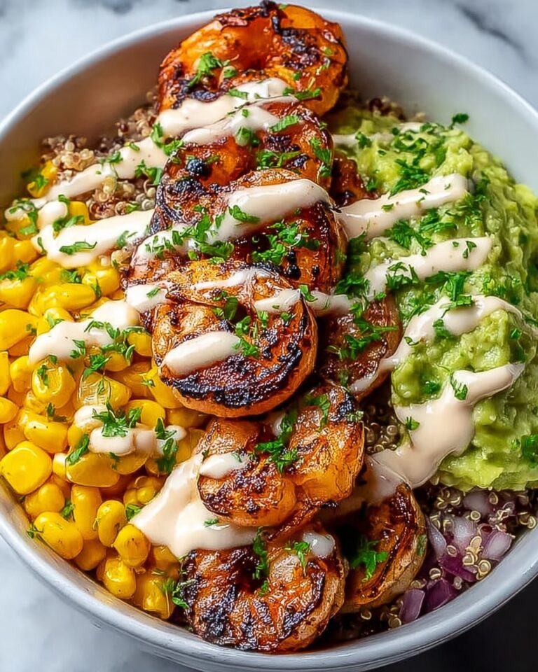 Grilled Shrimp Bowl with Avocado Corn Salsa & Creamy Sauce Recipe