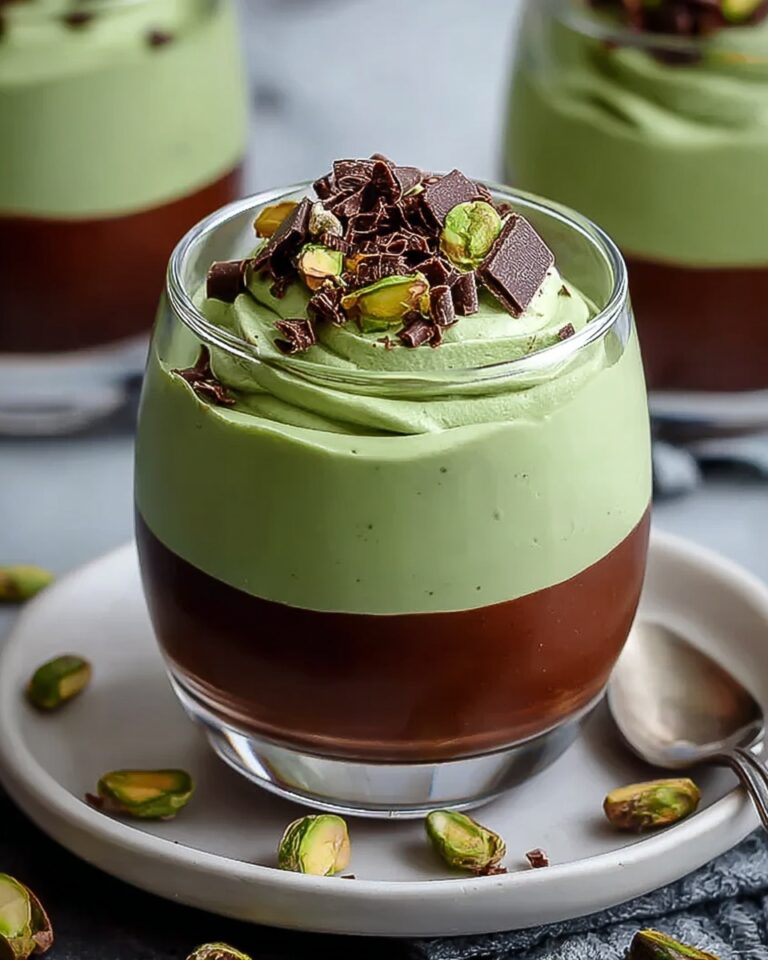 Elegant Pistachio Mousse with Chocolate Ganache Recipe