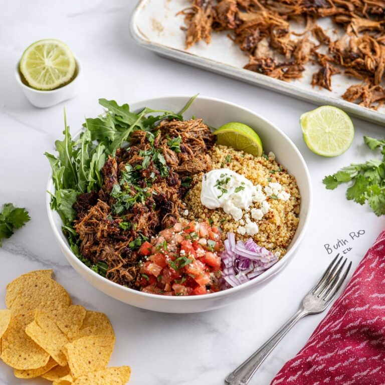 Carnitas Bowl with Quinoa and Fresh Toppings Recipe