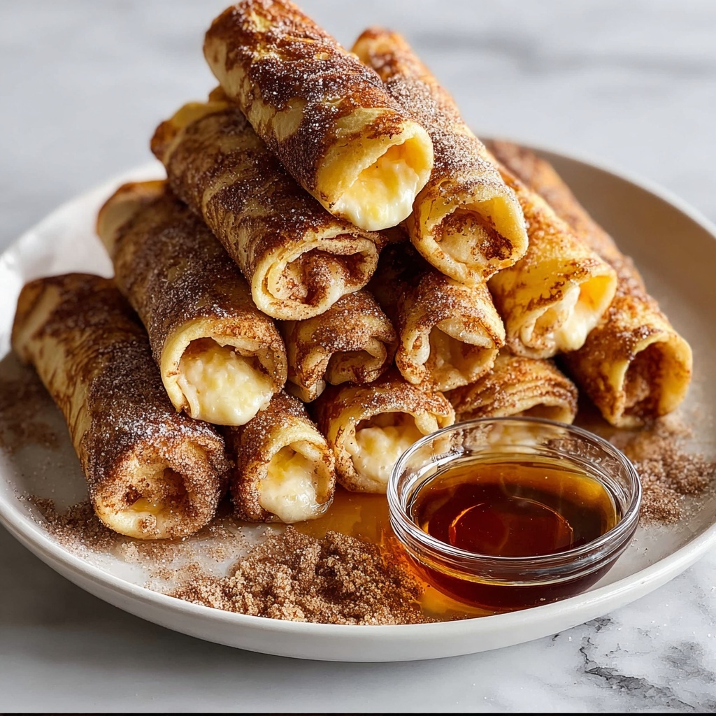 French Toast Roll-Ups with Cream Cheese Filling and Toppings Recipe - Recipe Image