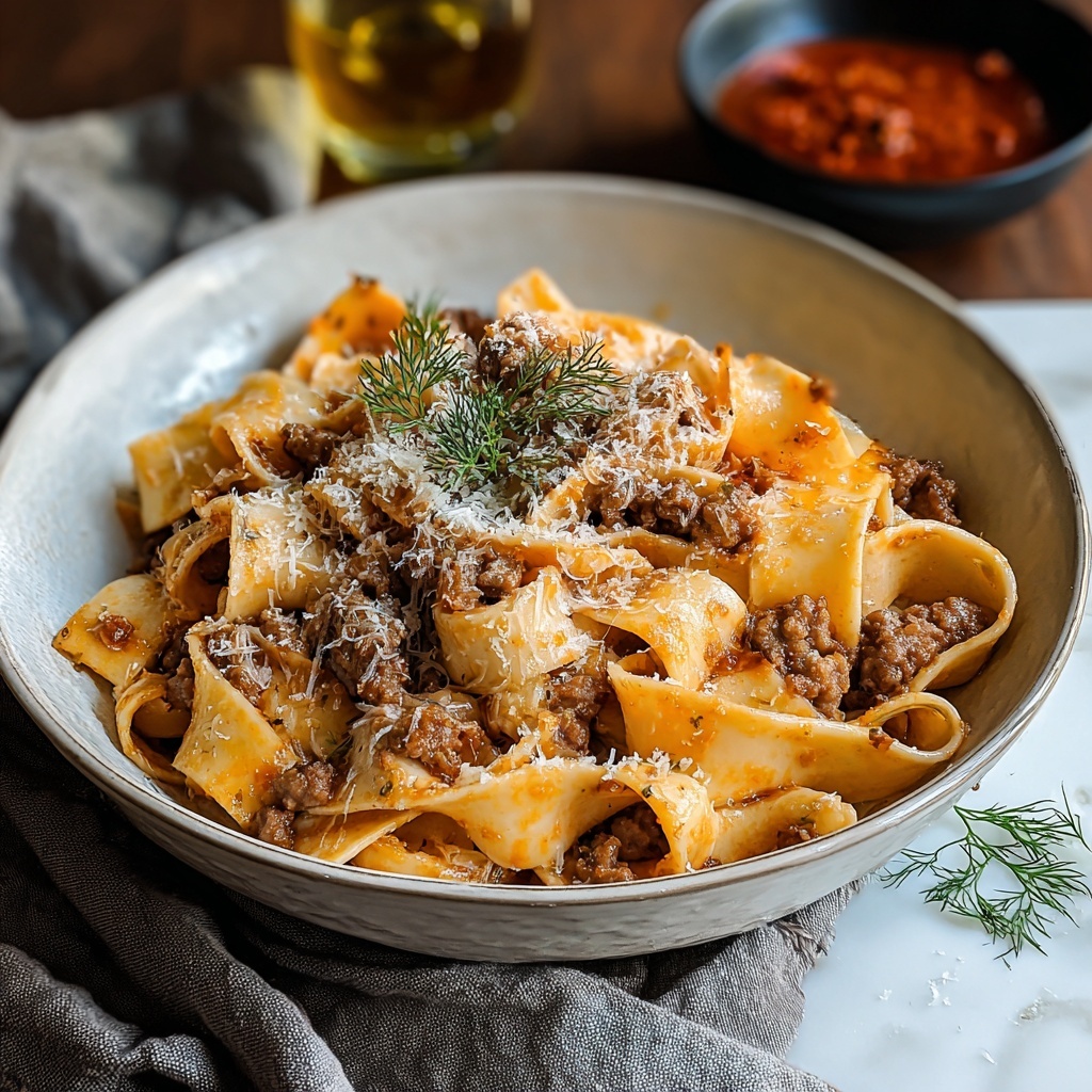 Creamy Calabrian Chili Pappardelle with Beef Sausage & Fennel Recipe - Recipe Image