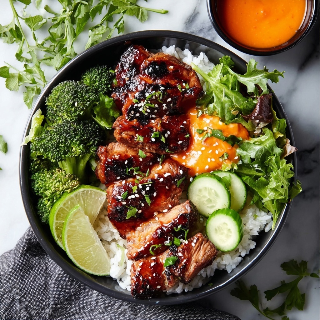 Spicy Honey-Ginger Chicken Bowls with Yum Yum Sauce Recipe - Recipe Image