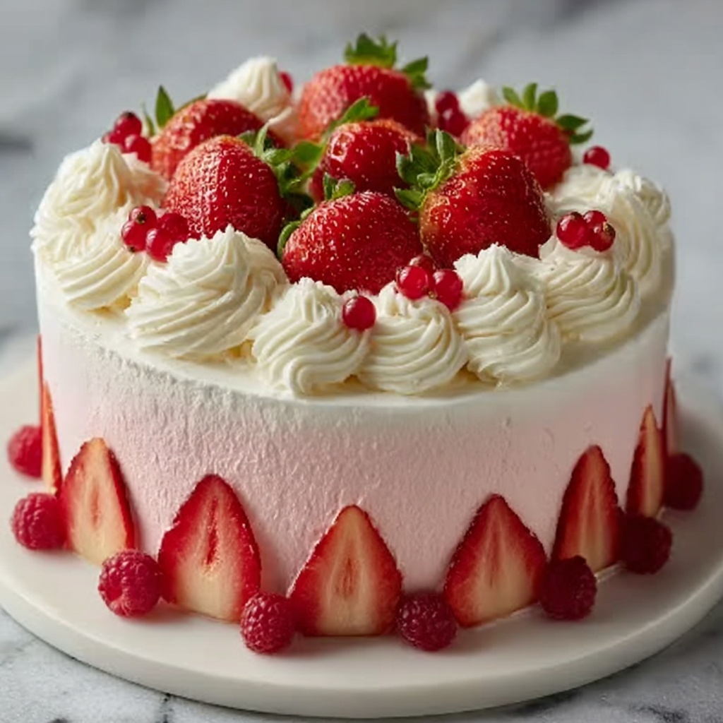Vanilla Strawberry Ombre Cake Recipe - Recipe Image