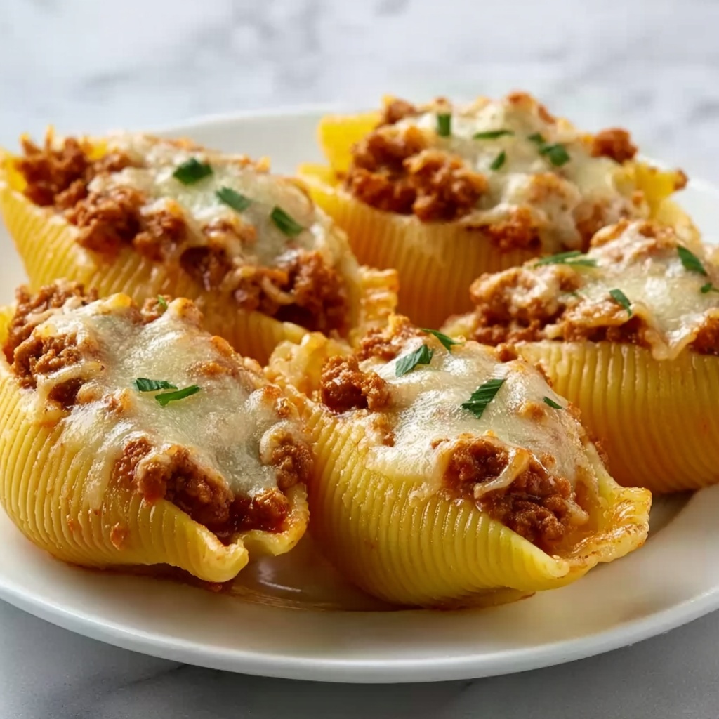 Beef Stuffed Shells with Creamy Ricotta and Marinara Recipe - Recipe Image