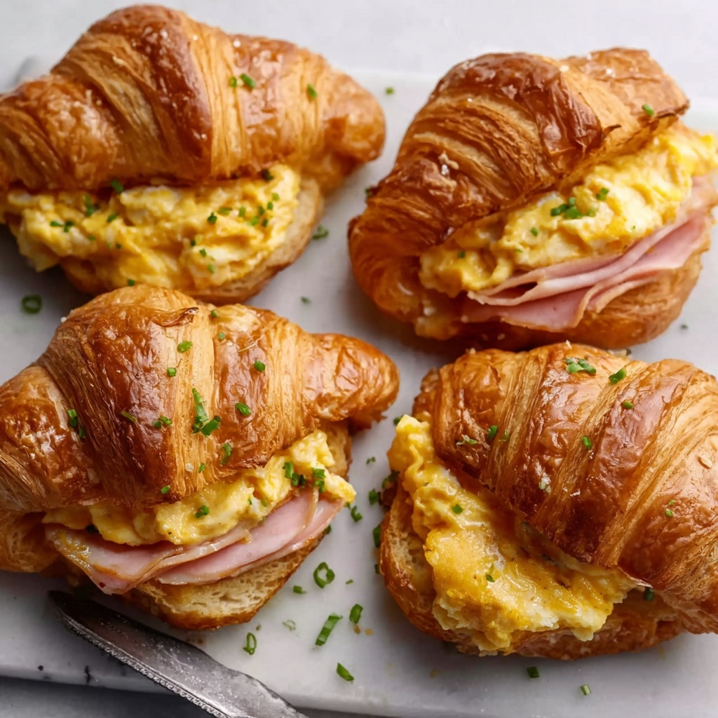 Croissant Breakfast Sandwiches with Dijon Honey Spread and Scrambled Eggs Recipe - Recipe Image