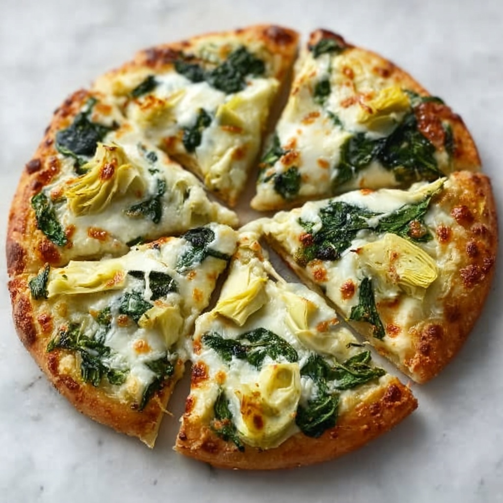 High Protein Spinach Artichoke Pizza Recipe - Recipe Image