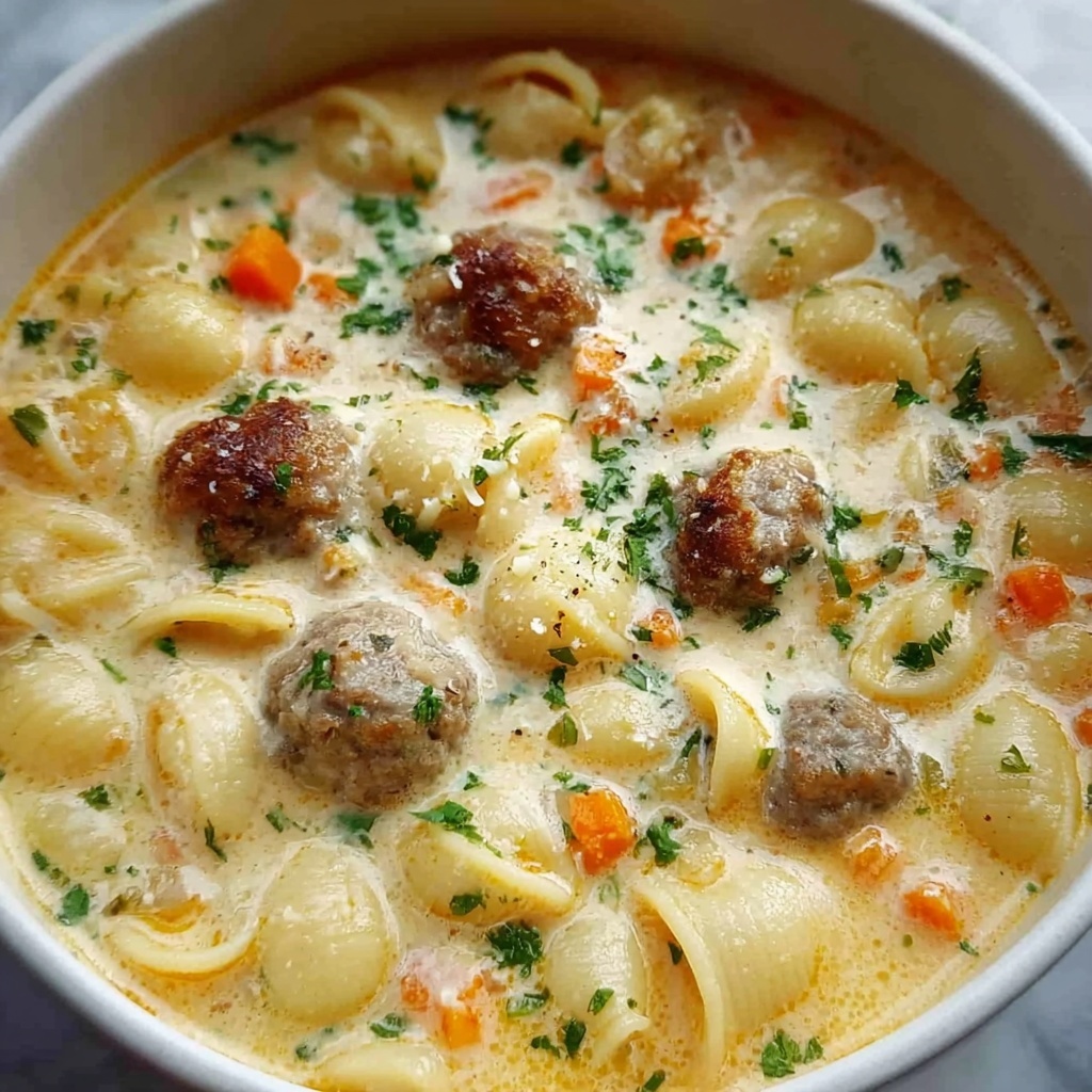Creamy Parmesan Italian Sausage Ditalini Soup Recipe - Recipe Image