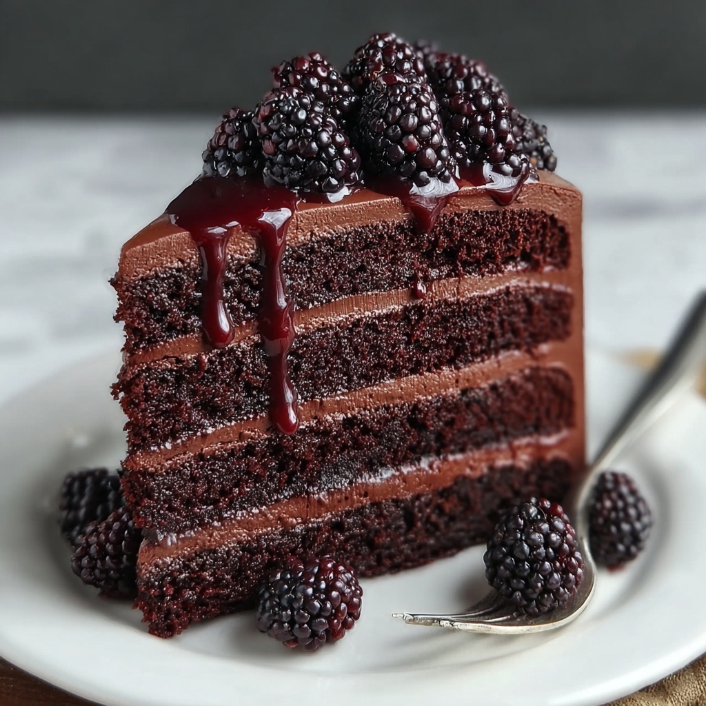 Black Velvet Cake With Blackberry Compote Recipe - Recipe Image