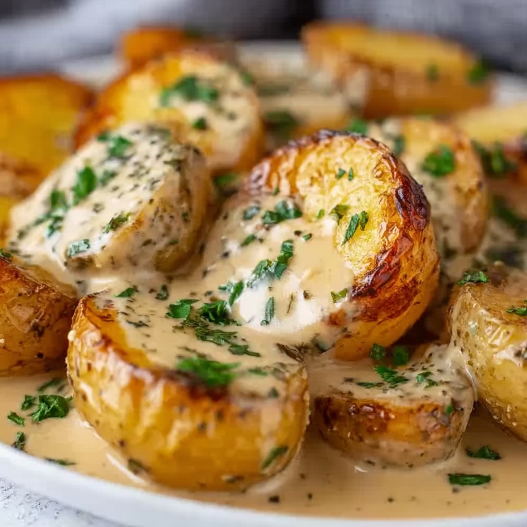 Creamy Garlic Sauce Potatoes Recipe - Recipe Image