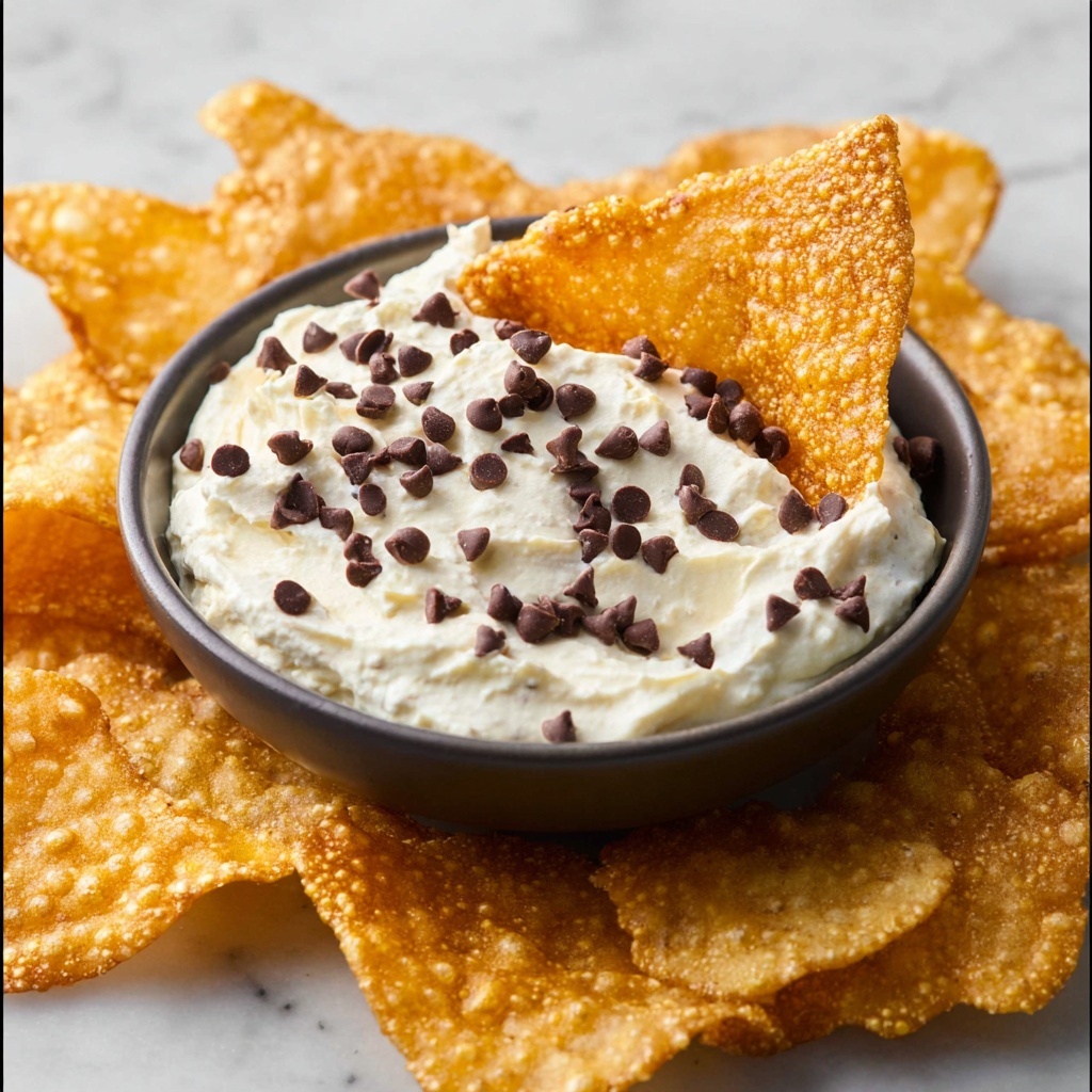 Cannoli Dip with Homemade Wonton Chips Recipe - Recipe Image