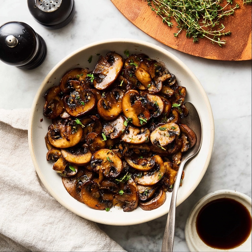 Sautéed Mushrooms with Garlic, Thyme, and Balsamic Vinegar Recipe - Recipe Image