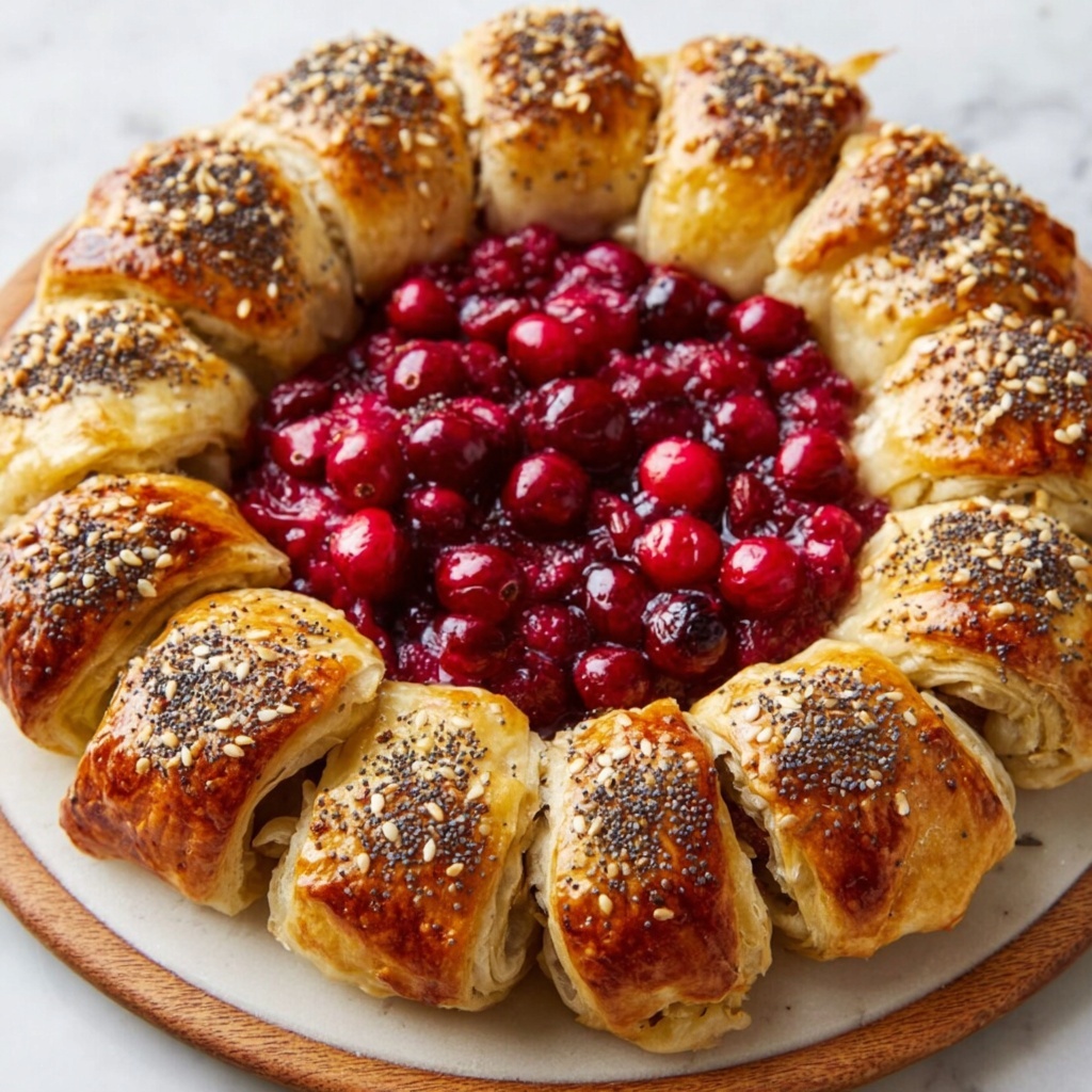 Sausage Roll Wreath with Cranberry Sauce Recipe - Recipe Image