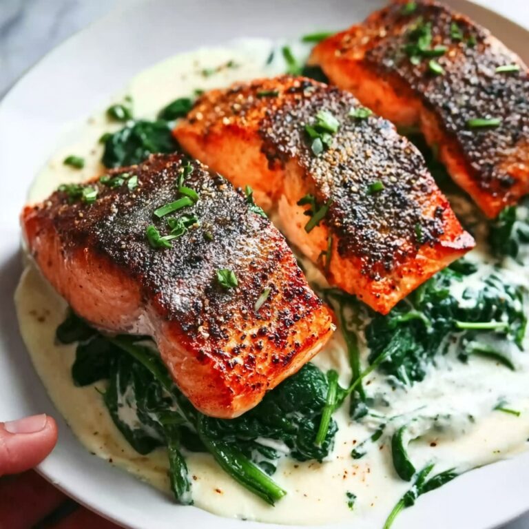 Blackened Salmon Stuffed with Spinach and Parmesan Recipe