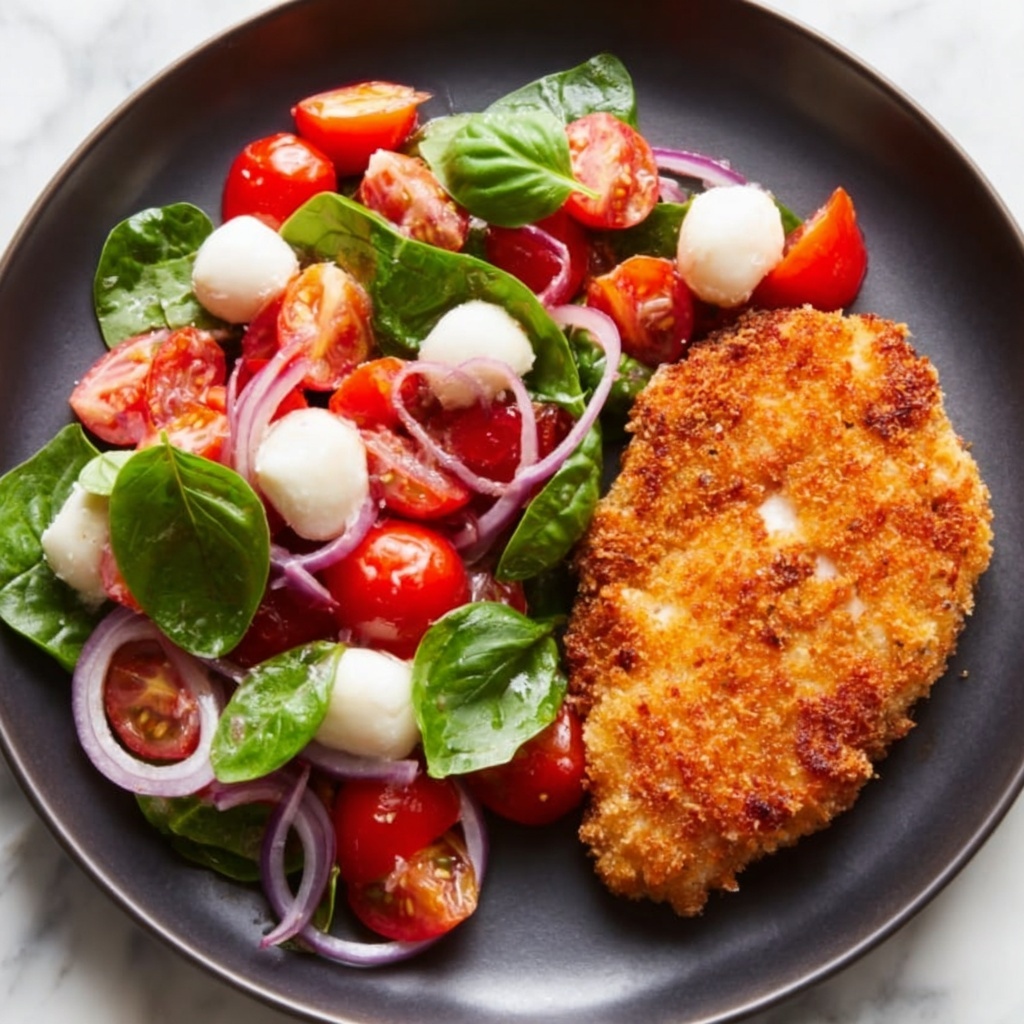 Chicken Milanese with Tomato, Mozzarella, and Basil Salad Recipe - Recipe Image