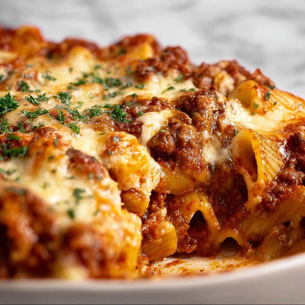 Baked Ziti with Meat and Cheese Recipe - Recipe Image