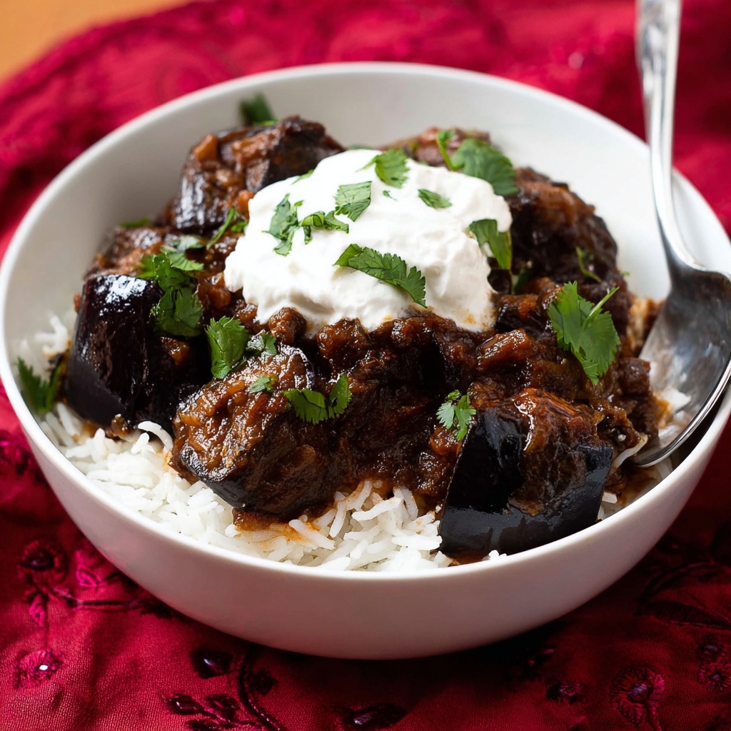 South Indian Eggplant Curry (Brinjal Curry) Recipe - Recipe Image