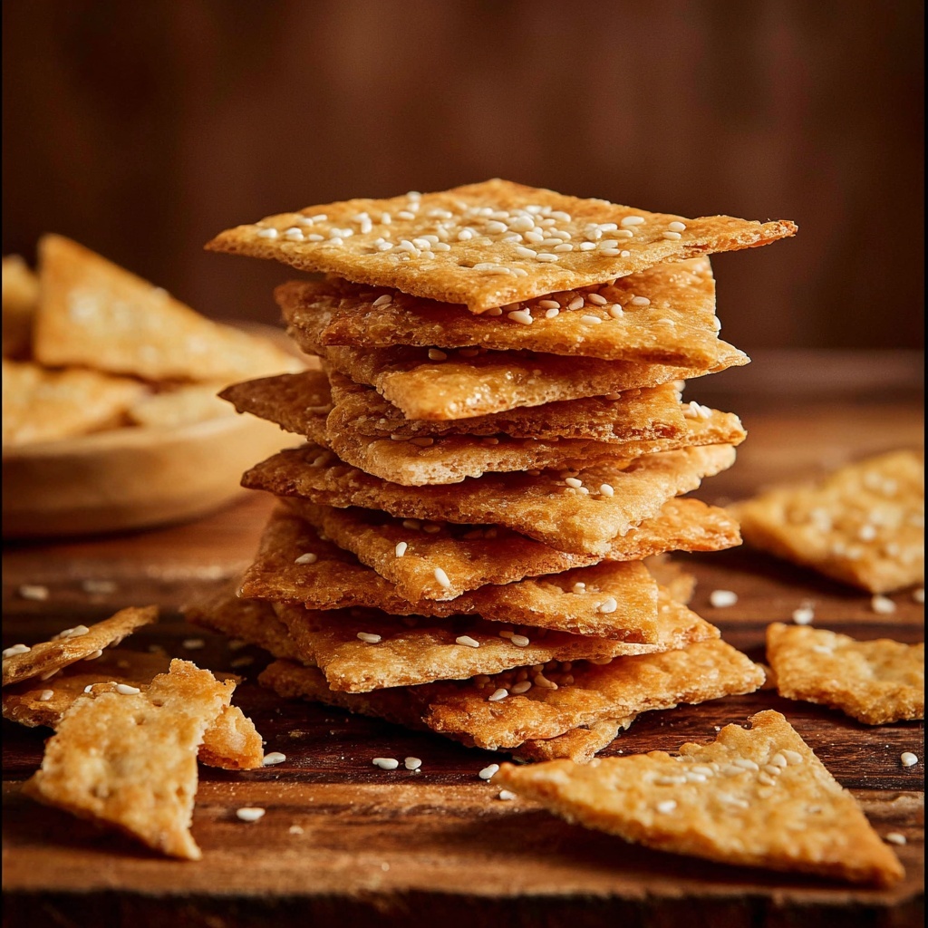 Homemade Sesame Sea Salt Artisan Crackers Recipe - Recipe Image