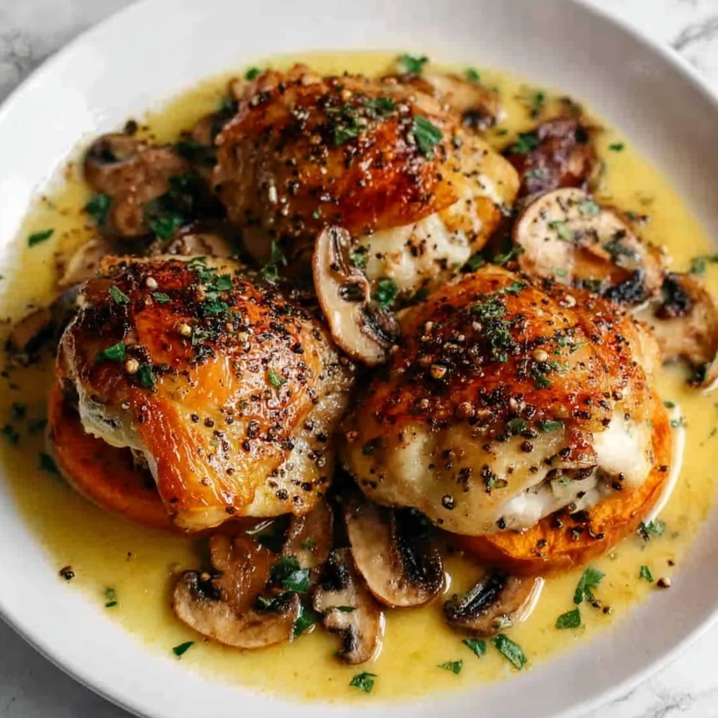 Cheesy Garlic Butter Mushroom Stuffed Chicken Recipe - Recipe Image