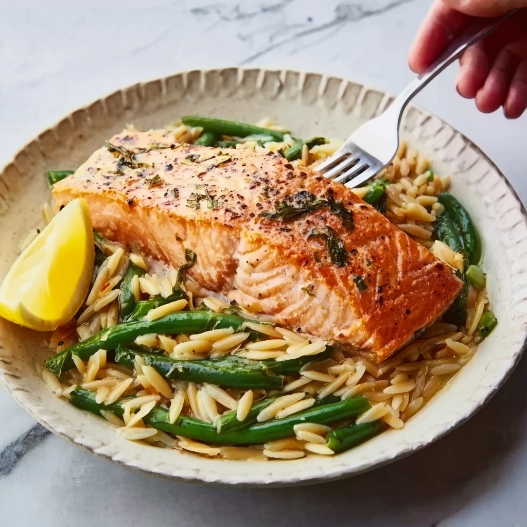 One-Skillet Salmon with Lemon Orzo Recipe - Recipe Image