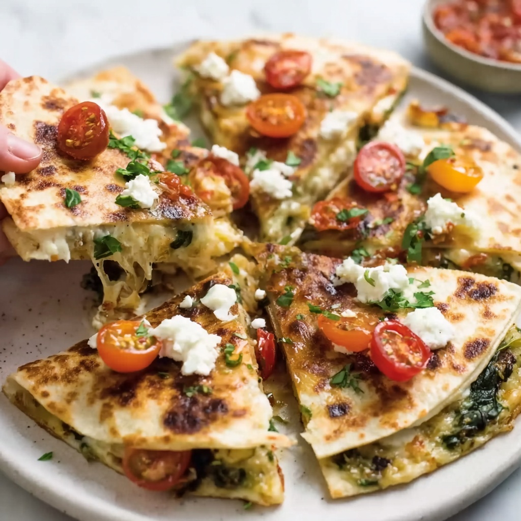 Mediterranean Quesadillas with Spinach, Feta, Mozzarella, and Red Onion Recipe - Recipe Image