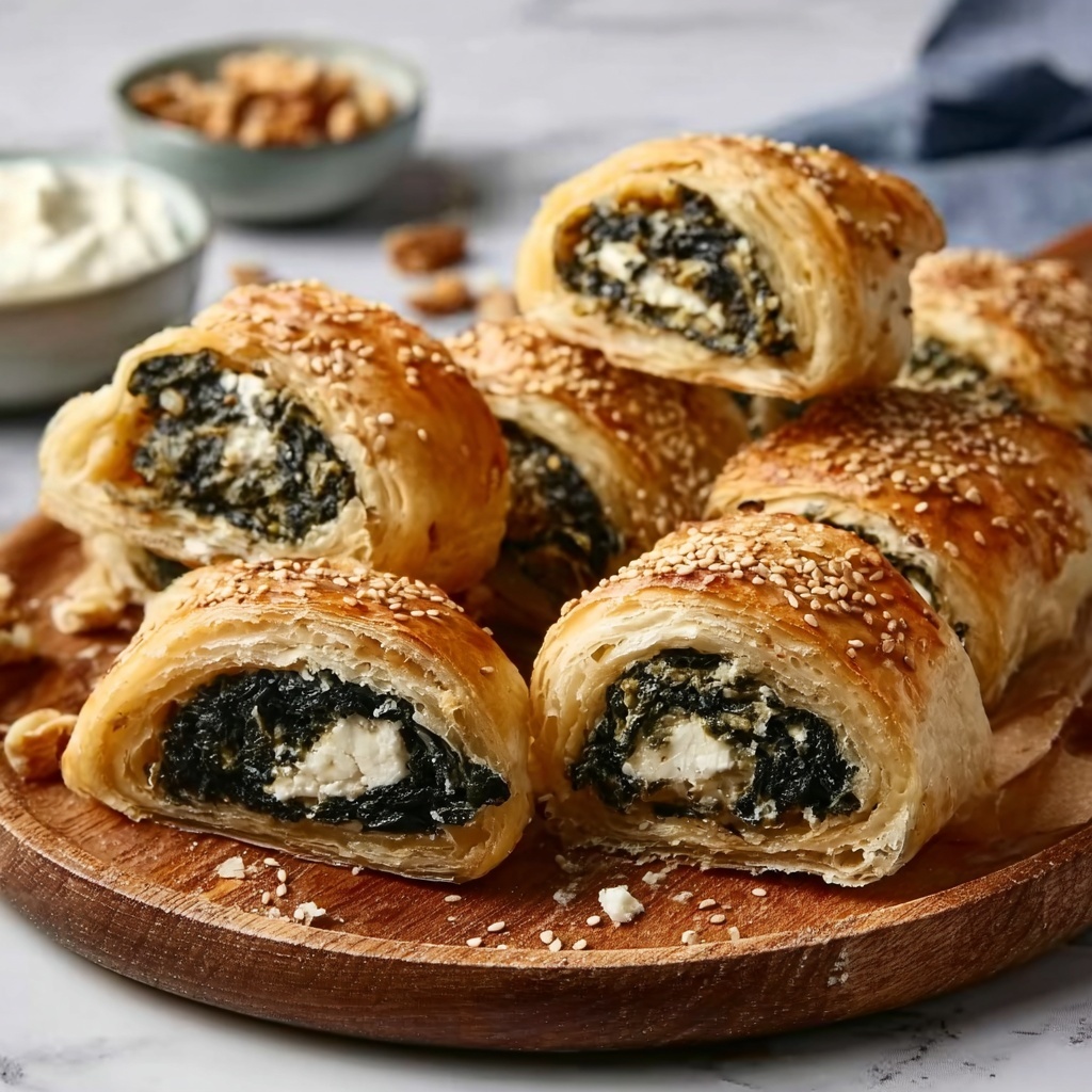 Savory Spinach and Feta Stuffed Puff Pastry Recipe - Recipe Image